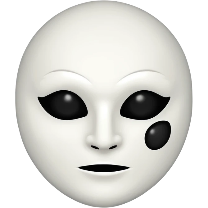 blank white no-mouth-hole masculine mask moon crescent with black hole  on forehead  emoji