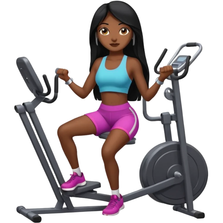 Long black hair desi girl with gym equipment emoji