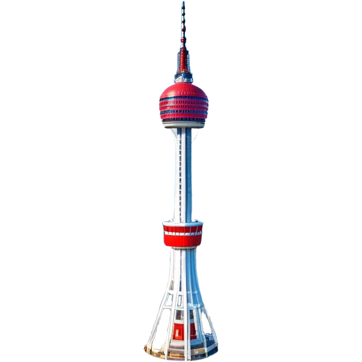 ​Cinematic Realistic N Seoul Tower, depicted in full daylight as a slender, single-column tower crowned by a cylindrical observation deck, set against a clear blue sky over Seoul’s vibrant cityscape, rendered with crisp architectural detail and bright, natural lighting that accentuates its modern elegance, emoji