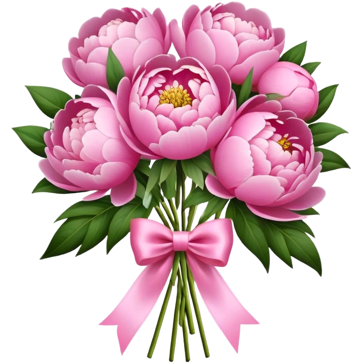 Pink peonies bouquet with bow emoji