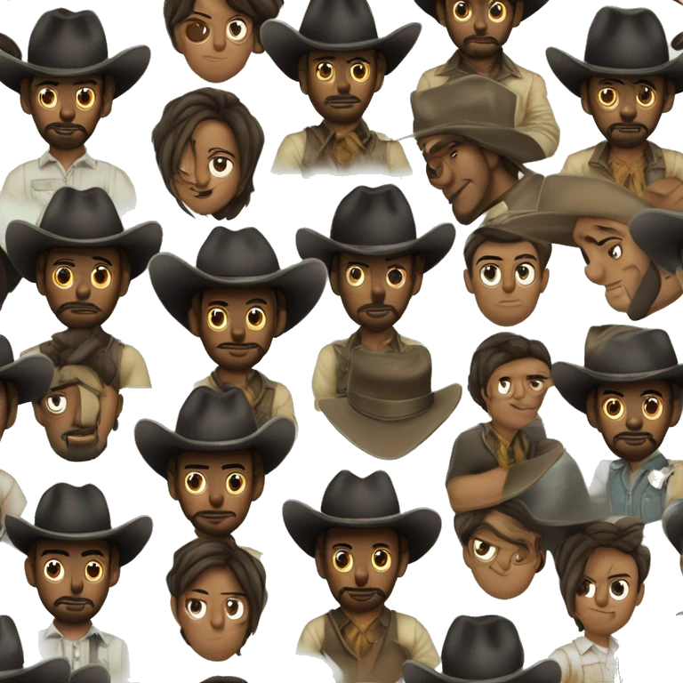 Homem negro com barba e olhos pequenos com chapéu de cowboy JALECO VERDE emoji
