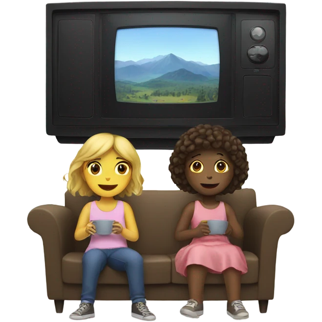 Two girls watching tv emoji
