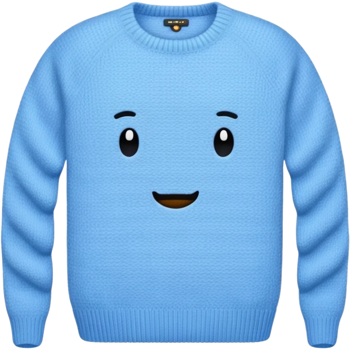 sky-blue knitted wool sweater, round neck. emoji