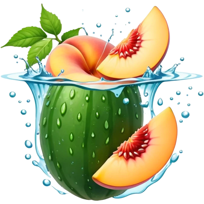 Cucumber inside peach with splashing water emoji