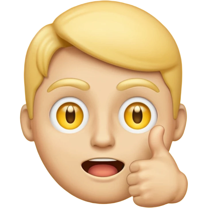 Original yellow Emoji face stressed out with one eye half open quivering out of anxiety and a singular thumbs up sticking out. . The right eye needs to be half closed  emoji