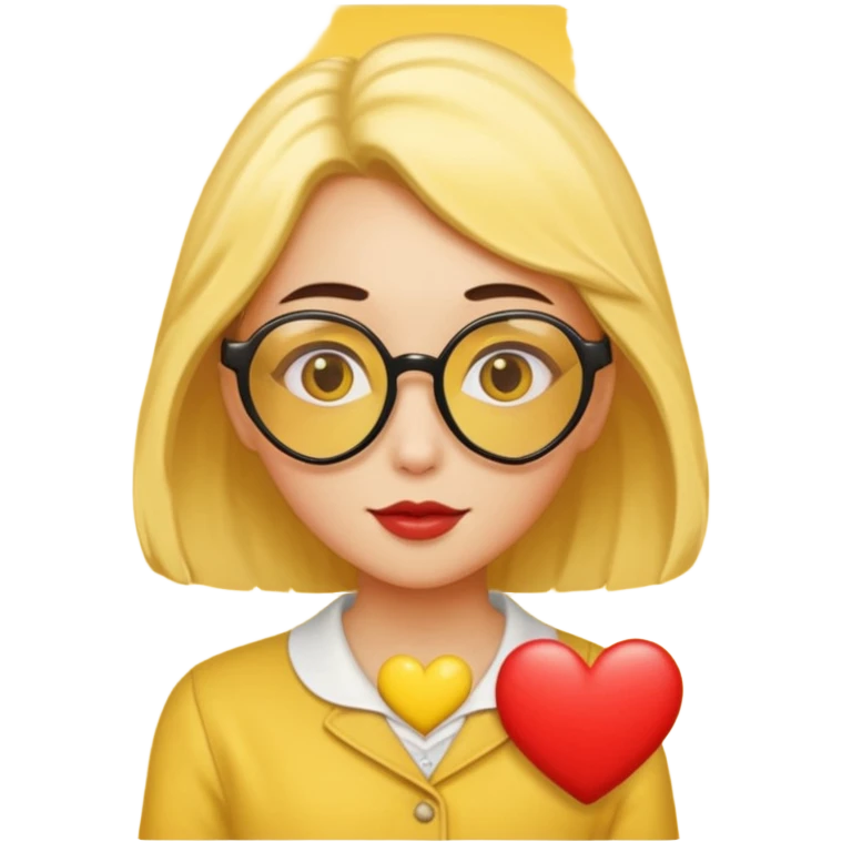 a romance novelist, romantic, dizzy, yellow tone skin, with a heart-shaped glasses emoji
