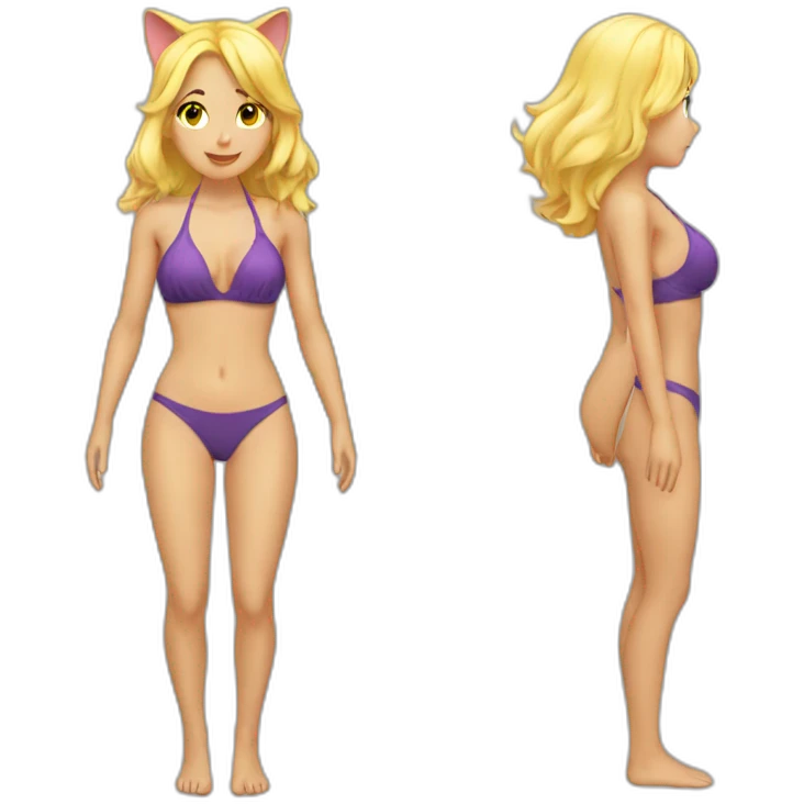hot catgirl blonde swim suit emoji