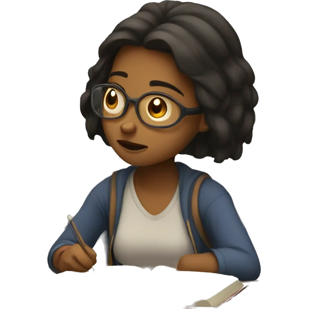 girl studying while looking tired emoji