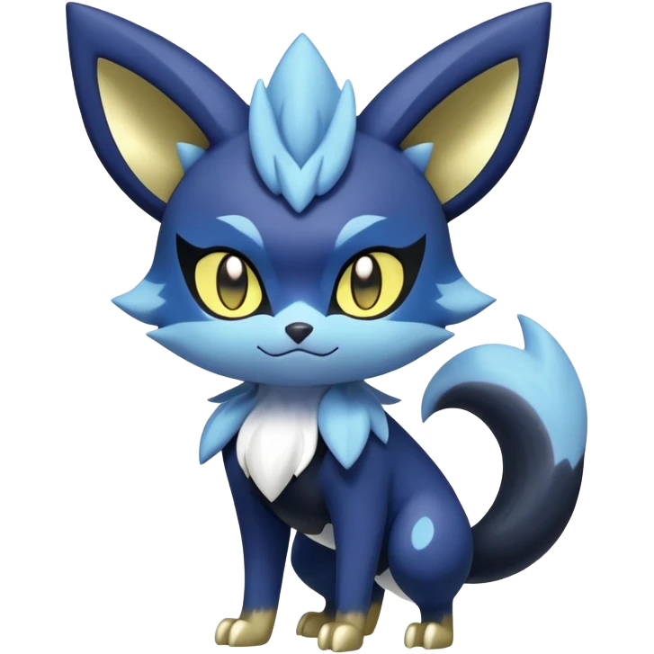 Shiny mExotic Colorfulj Excessive Mysterious Gothic Meowstic-Zorua-Noibat-Pokémon-Fakémon-hybrid-creature (full body) with pattern-markings with golden eyes emoji