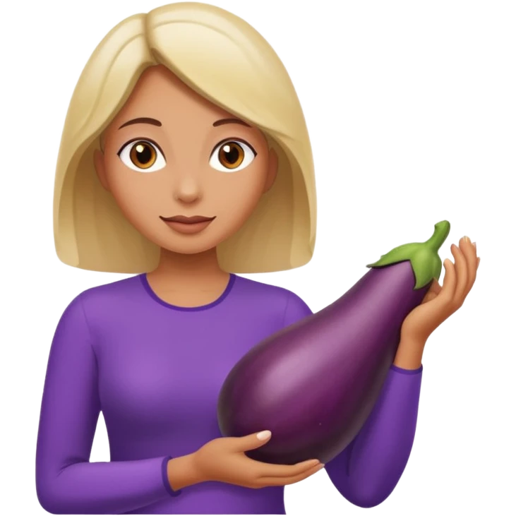 Naked woman with hand around eggplant  emoji
