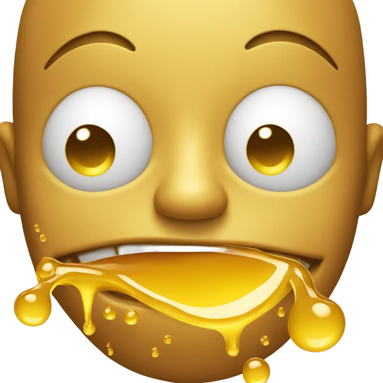 Yellow face emoji with two drops of delicious honey dropping out of its mouth emoji