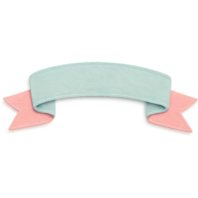 soft pastel cute ribbon banner sticker with soft texture emoji