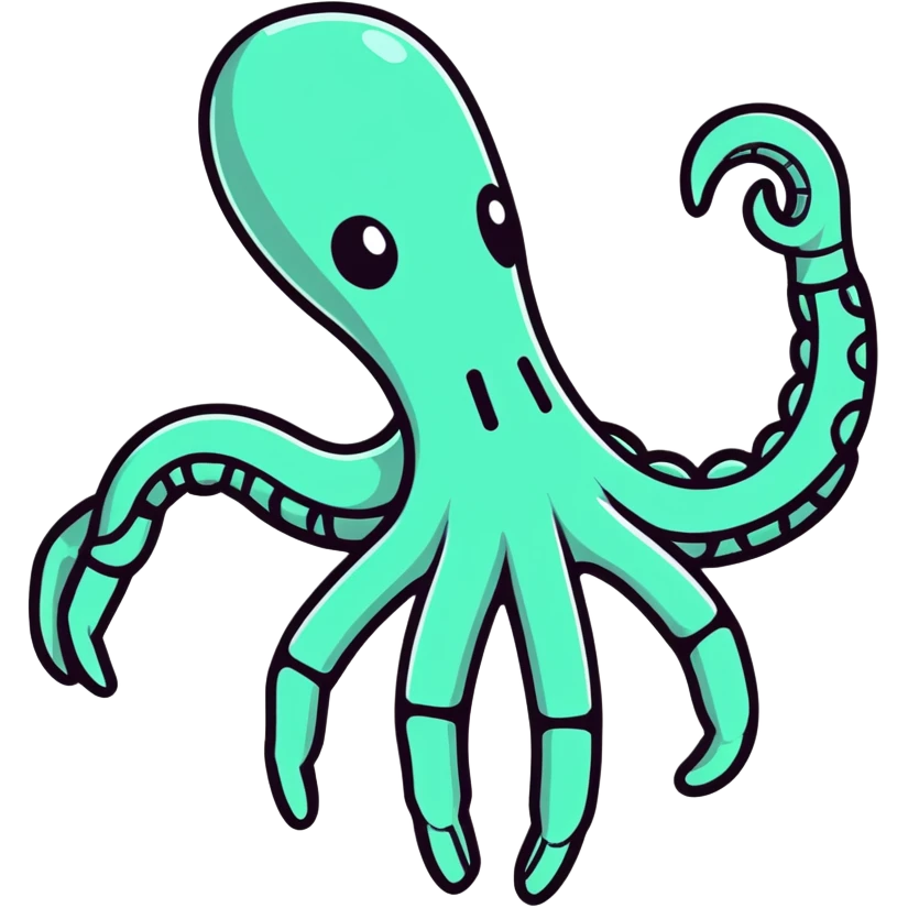 Robotic hand with tentacle fingers ￼ emoji
