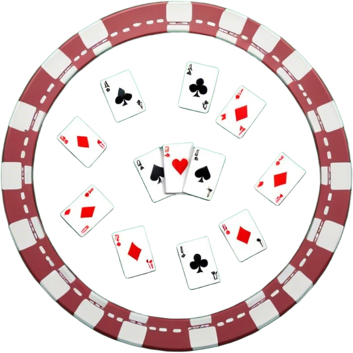 A photorealistic icon with playing cards and poker chips on a round green felt table. Detailed design with realistic lighting and textures, focusing on the classic atmosphere of card games. Transparent background, symbolizing card games and strategy. emoji