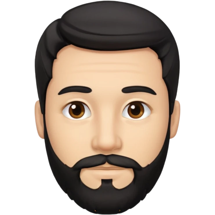 Change gender to male black hair middle of head part, slightly wavy with gray streaks and dimples in each cheek and well trimmed beard emoji