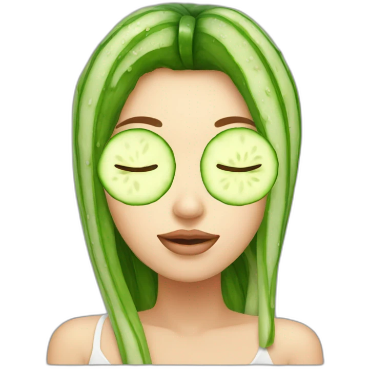 Girl cucumber on her close eyes emoji