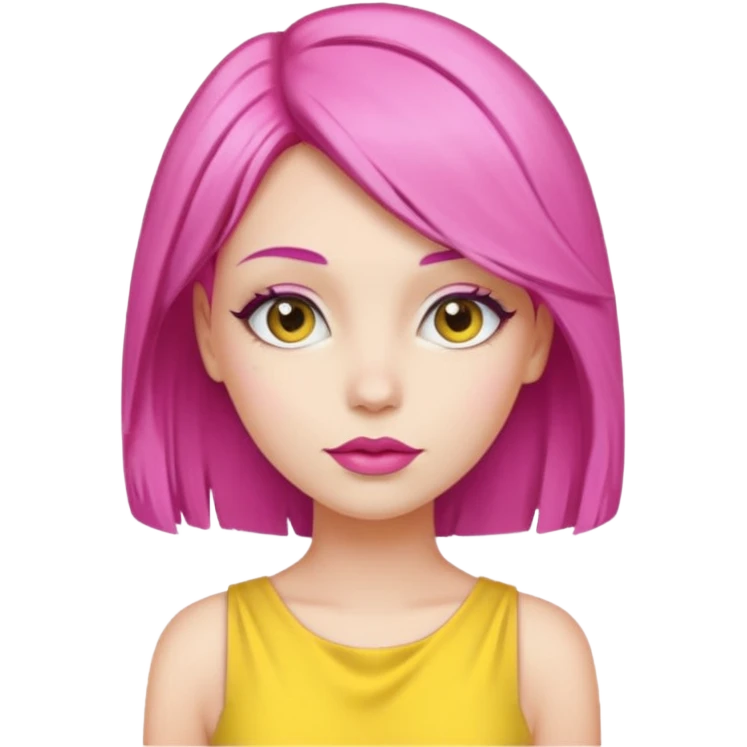 woman Pink lips, deifferent hair, yellow dress. emoji