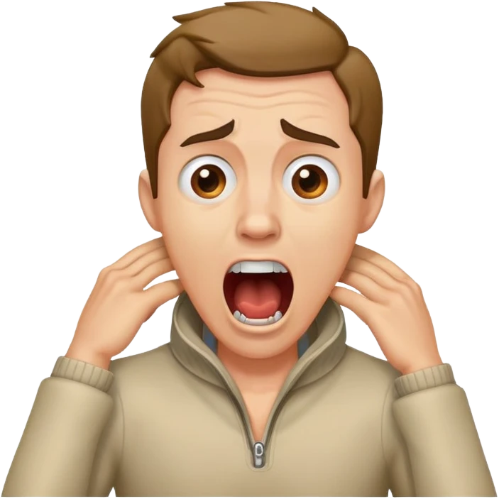 Guy holding his neck screaming emoji