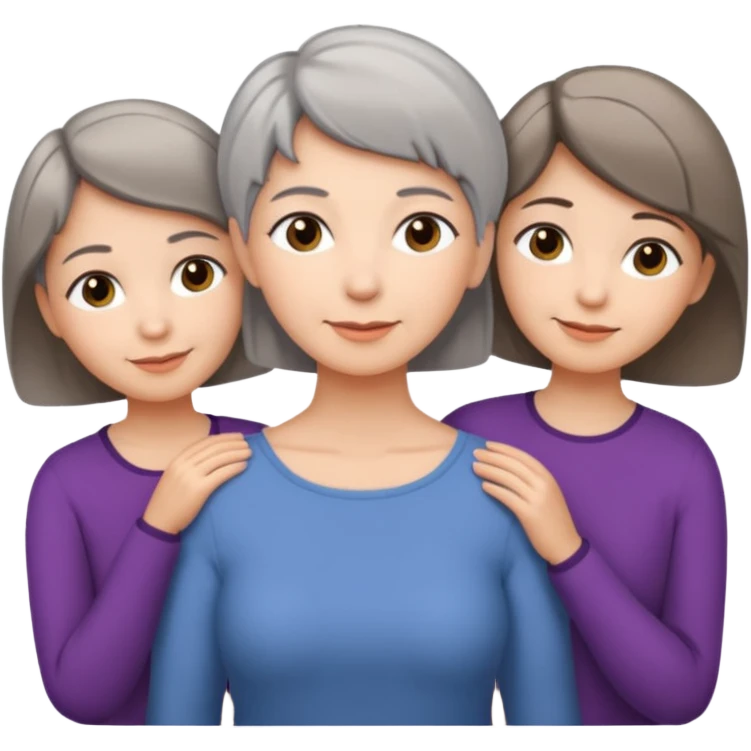 A mum with short Gray hair and her two adult daughters with Light brown hair emoji