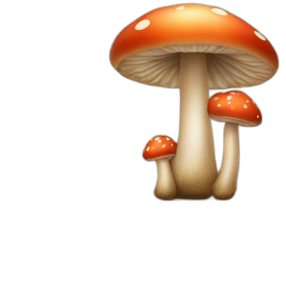 Long shaped mushroom with two circular smaller mushrooms at its feet emoji
