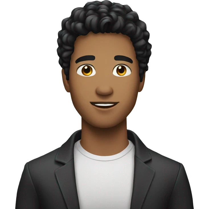 young man interviewer with black hair emoji