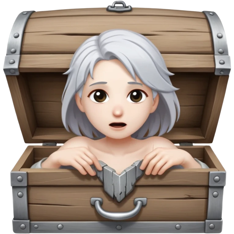 Frieren sticks out of the chest, which is trying to eat her emoji