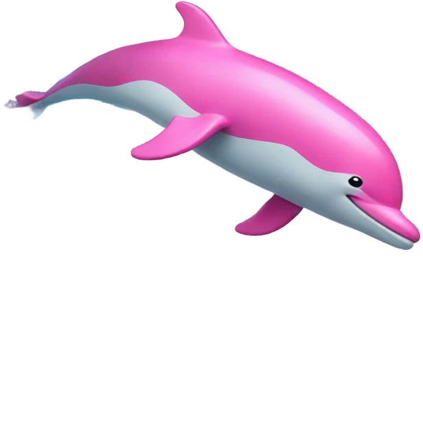 Pink dolphin surfing a wave emoji