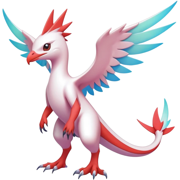  Cool Divine Cute Vibrant Pastel Bright Colorful Iridescent Modern Digimon-Fakemon-Latias-Reptile full body emoji