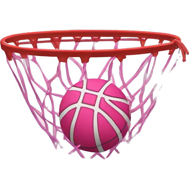 pink basketball in net emoji