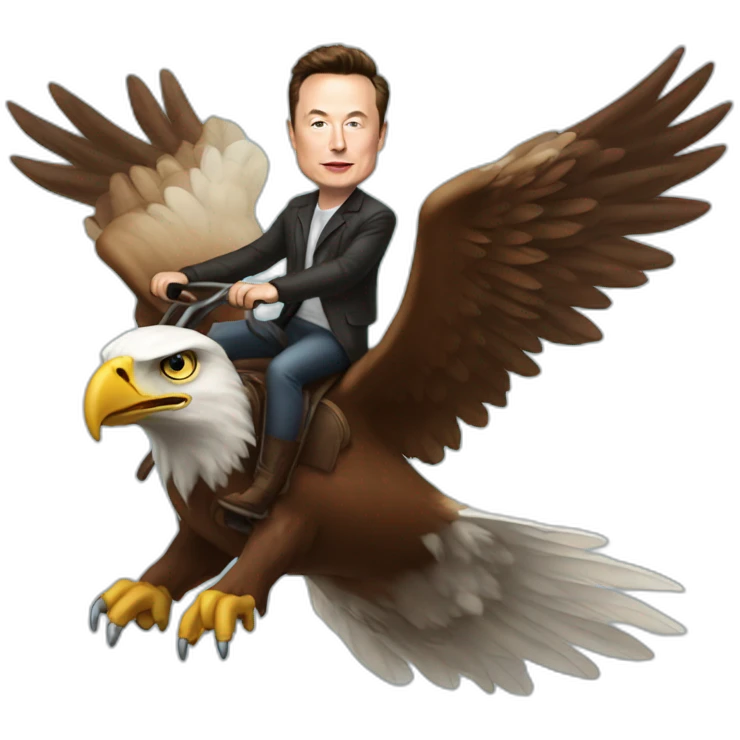 elon musk riding on an eagle emoji