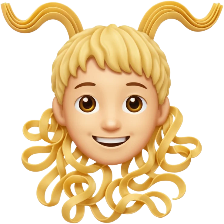 лапша висит на правом и левом ухе человека, надо головой ничего нет emoji