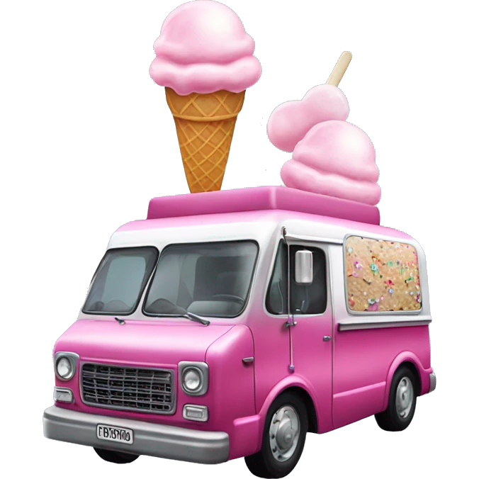Gothic Flying Barbie ice cream van , pearl red emoji