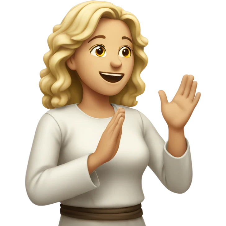 White Woman praising god emoji