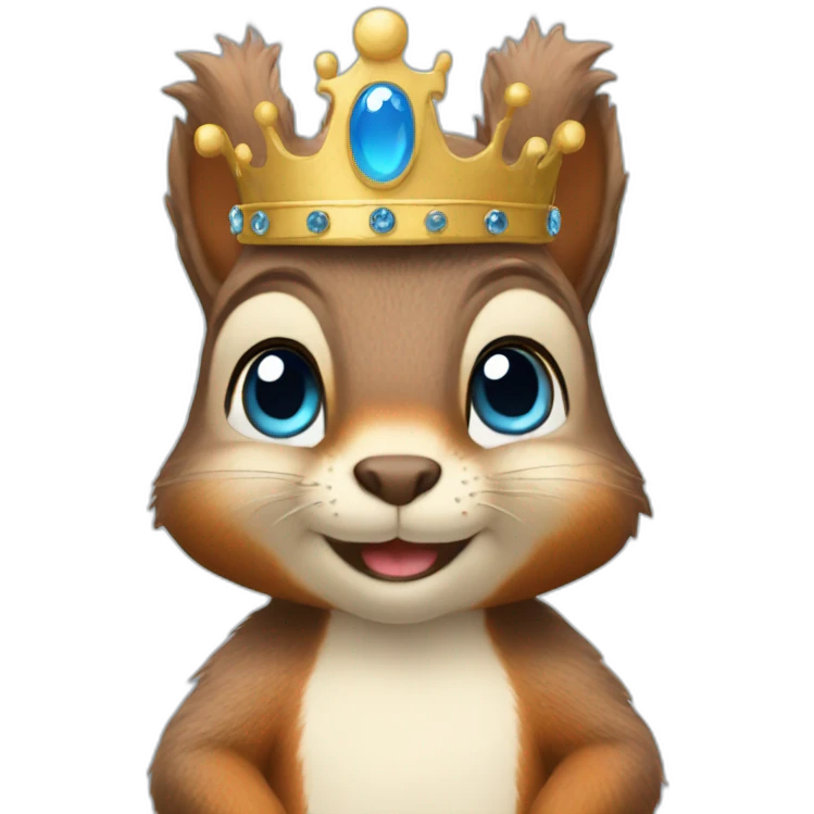 A squirrel with blue eyes and wear crown emoji