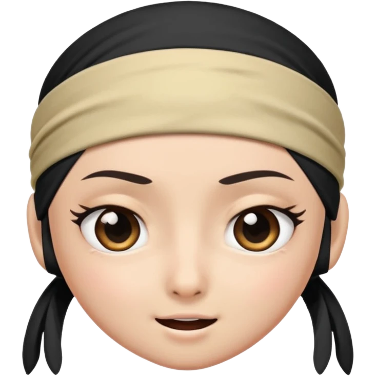 ninja face emoji style, big eyes, headband, winking, no cup shape emoji