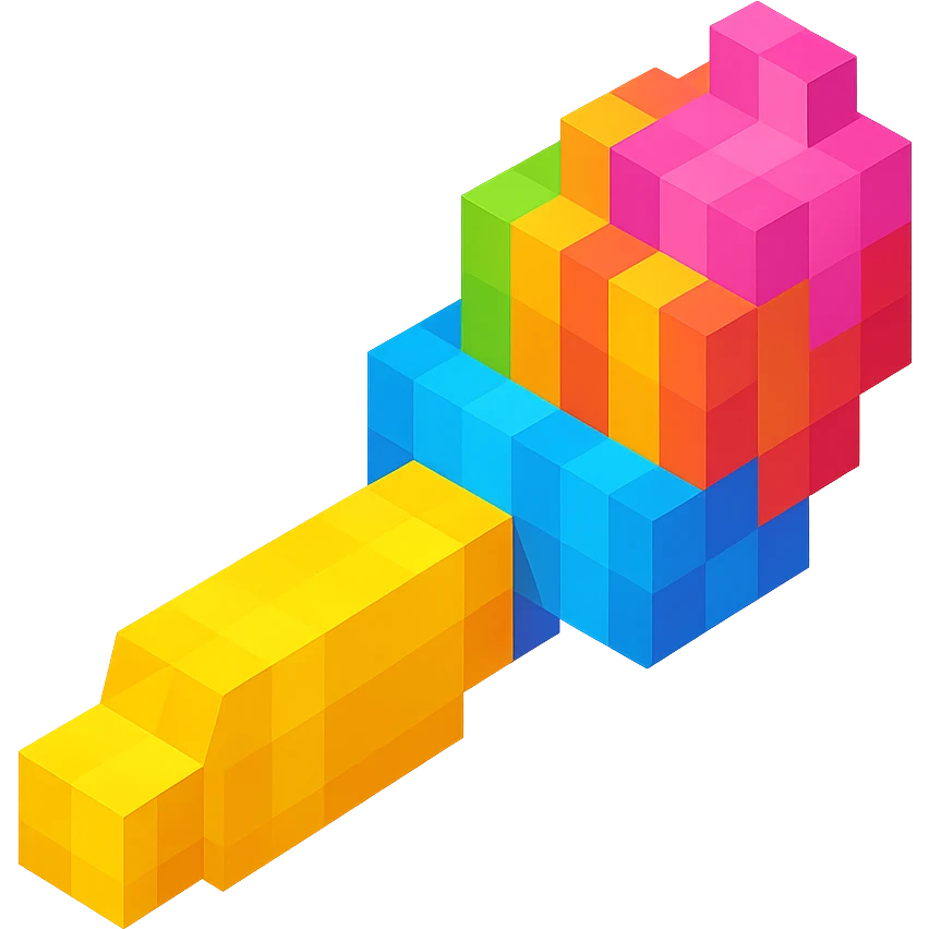 voxel style paintbrush, symbol of creativity emoji