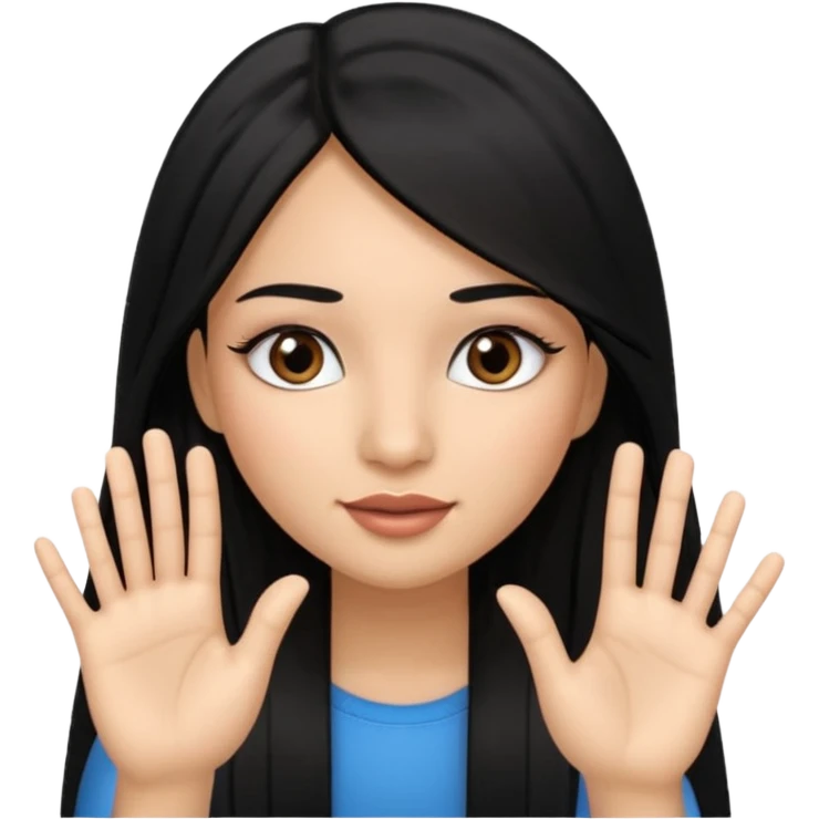 latina girl with straight long hair thats black memoji with nail no lipstick thats a baddie with lashes with 5 fingers emoji