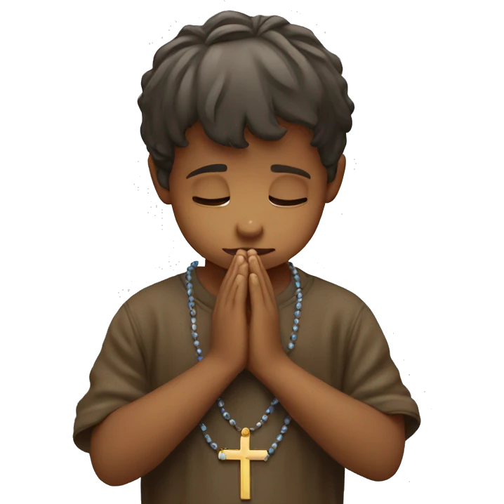 Boy praying the rosary  emoji