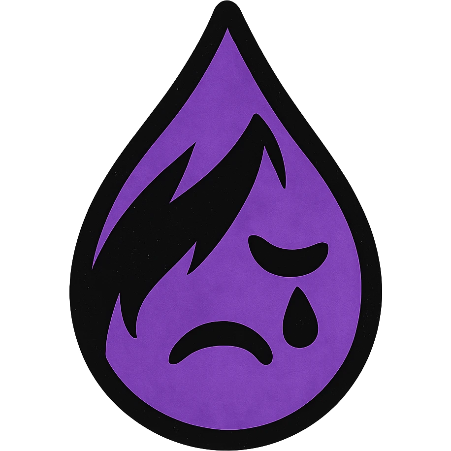 emo style black and purple teardrop, no background emoji