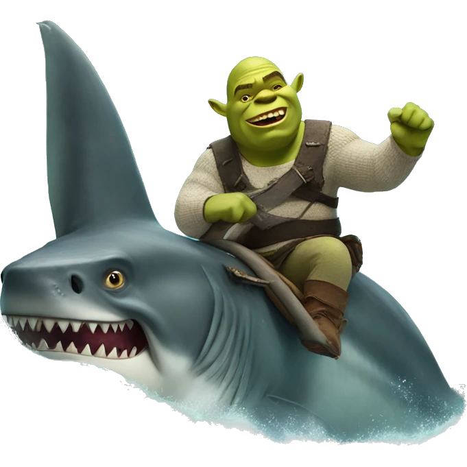 shrek riding the megalodon emoji