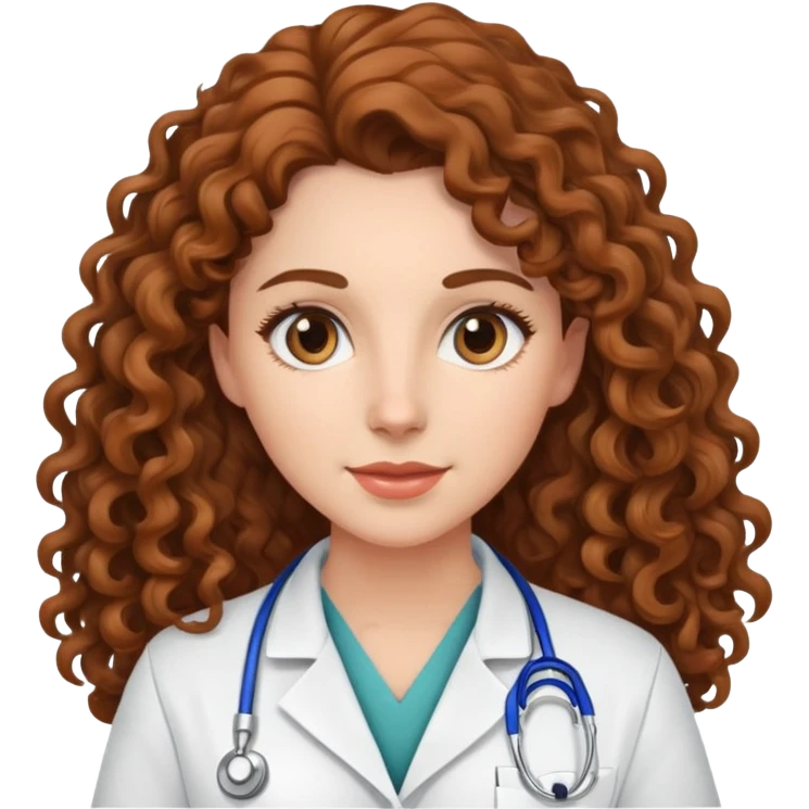Woman veterinarian with long brown curly hair emoji