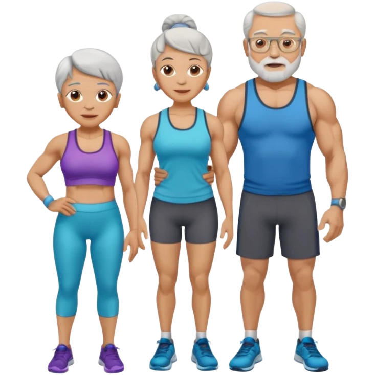 light skin grandma and grandpa work out at the gym emoji
