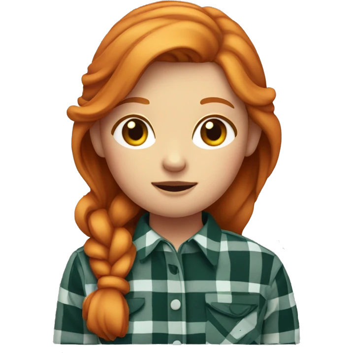 ginger girl wearing plaid shirt with a scar on the right side of her face emoji