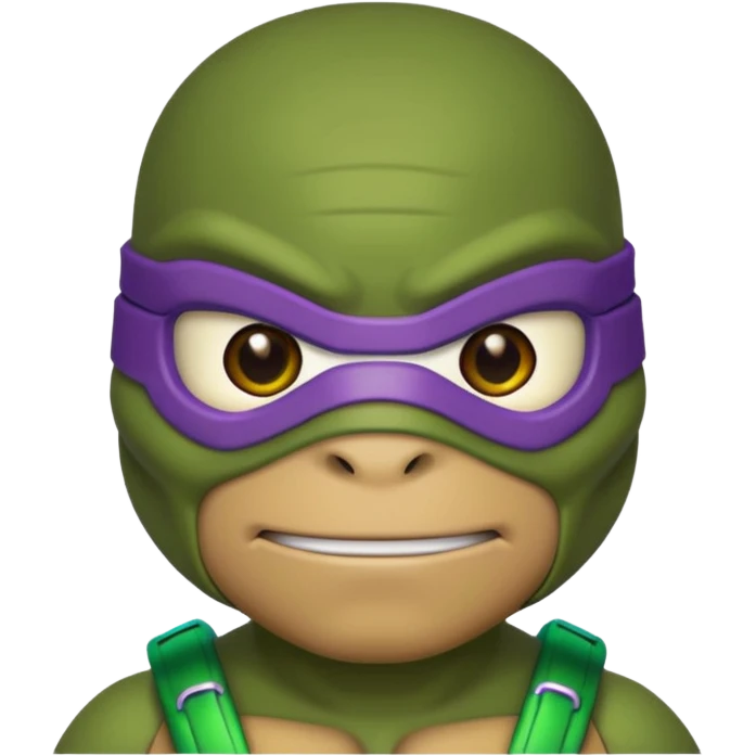 Donatello from Teenage Mutant Ninja Turtles, emoji style, with a hologram device and a determined look emoji