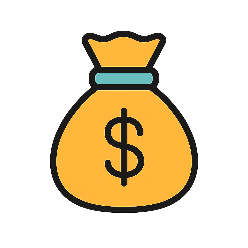 money bag icon, color outline, modern icon style emoji