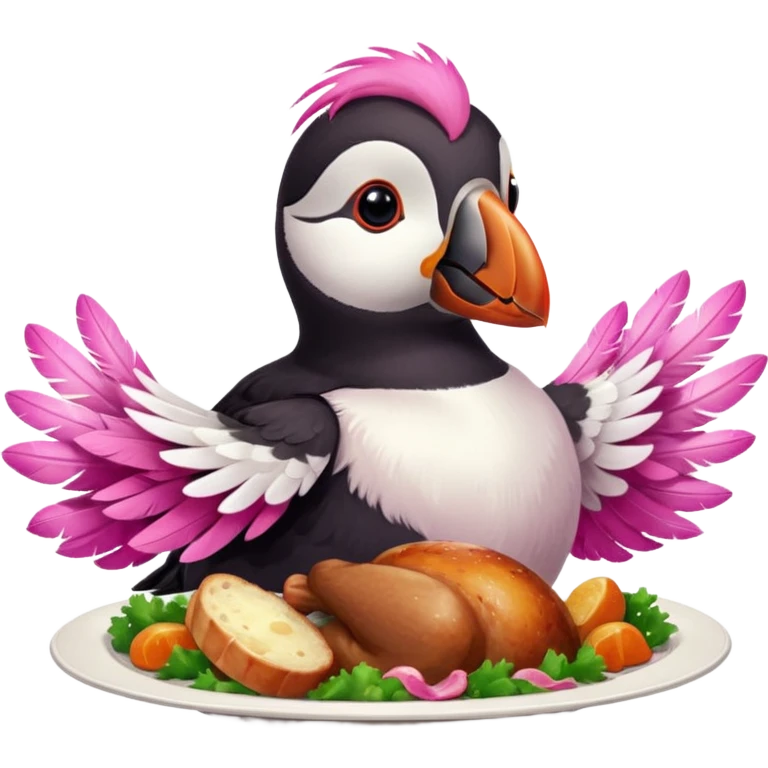 pink puffin pink feathers roast dinner emoji