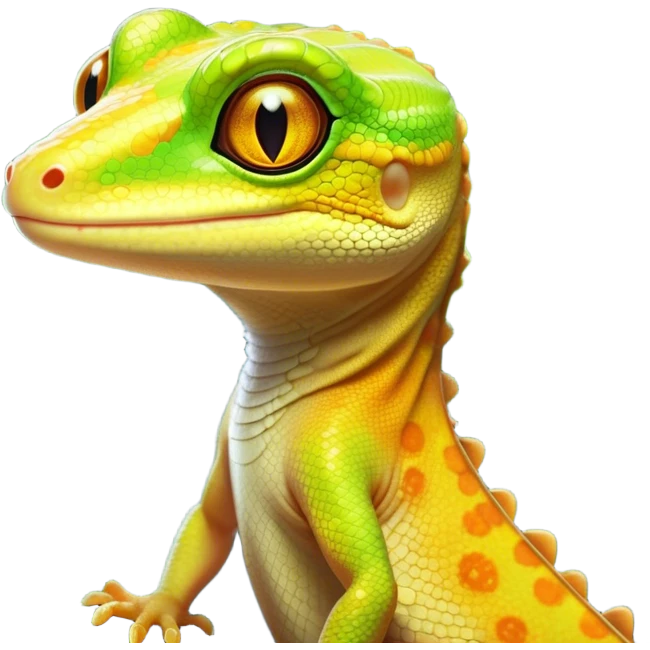 Cinematic Noble Gecko Portrait Emoji, Poised and sleek, with a compact, agile body adorned with textured, mottled scales and luminous, alert eyes accentuated by delicate toe pads and subtle patterning, Simplified yet sharp and sophisticated features, highly detailed, glowing with a soft, ambient jungle glow, high shine, intelligent and vigilant, stylized with an air of exotic elegance, focused and precise, soft glowing outline, capturing the essence of a watchful reptilian guardian that seems ready to scamper out of the screen with effortless agility! emoji