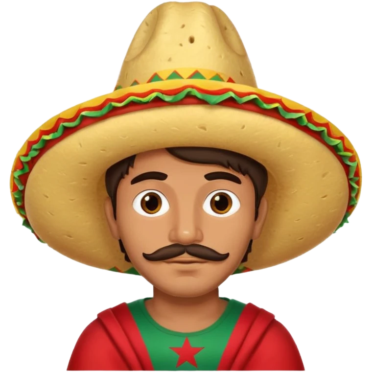 mexican man wearing a taco hat with morocco’s  emoji