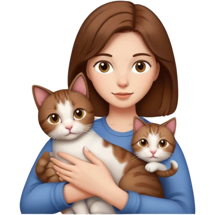 brown hair holds cat in her arms emoji