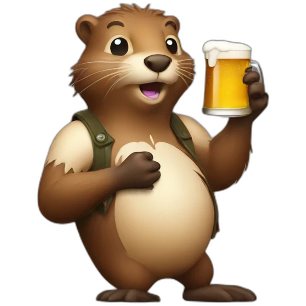 Drunken beaver with beer in the hand emoji